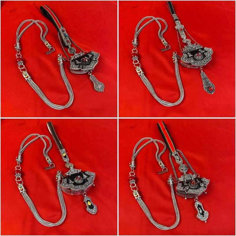 

Подвеска-кошелек в китайском тибетском стиле, посеребренный аксессуар, поясная цепочка