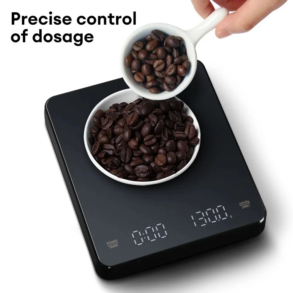 1pc Digital Scale with Timer LED Screen Espresso USB 3kg Max.Weighing 0.1g High Precision Measures in Oz/ml/g Kitchen Scale