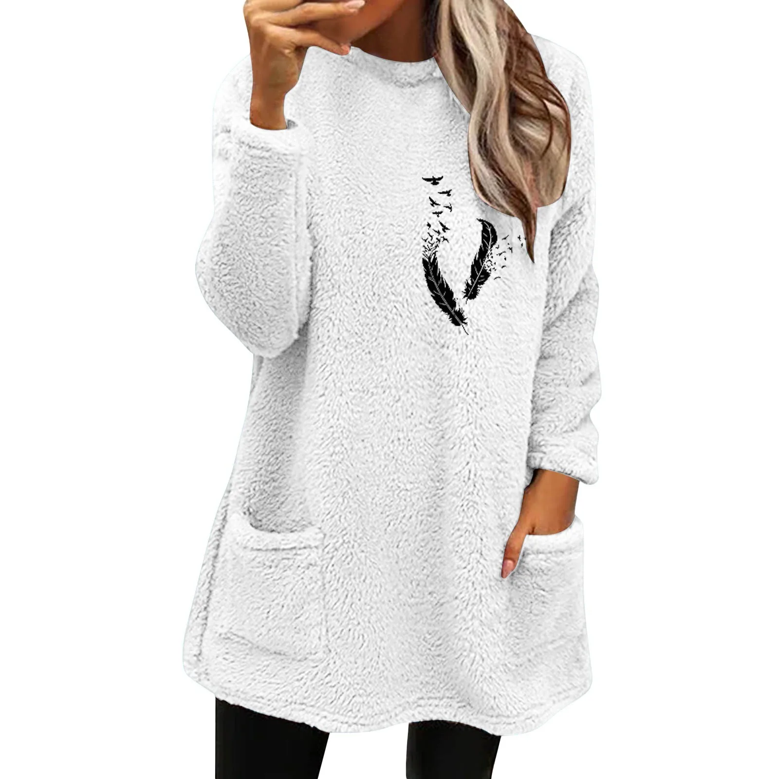 Womens Winter Coat Loose Wool Jacket Long Sleeved Jumper Ladies Hooded Sweatshirts Light Hoodie Full Zip Hoodies Women Zippe