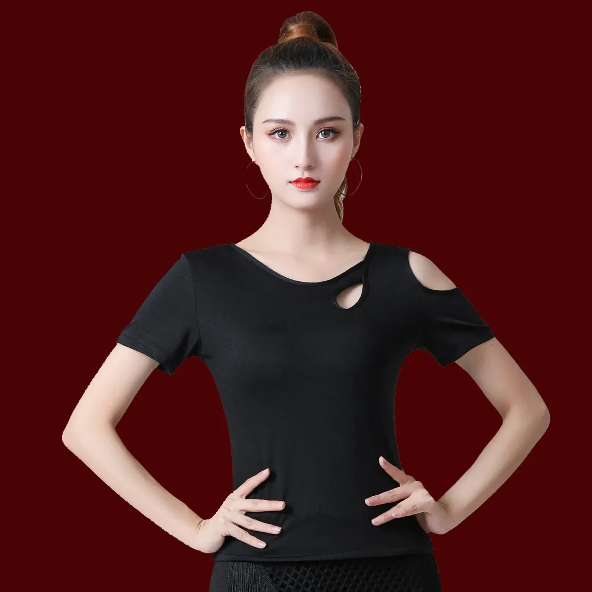 

Latin Dance Woman Fashion Top Exercise Clothes Ballroom Dancewear Waltz Modern Dancing Female Adult Performance Practice Shirt