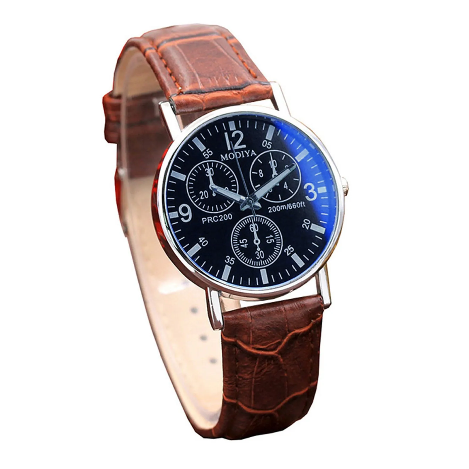 Luxury Six Pin Watches Men Leather Strap Quartz Wrist Watches Men\'s Watch Vintage Blue Glass Belt Watch Relojes Para Hombre