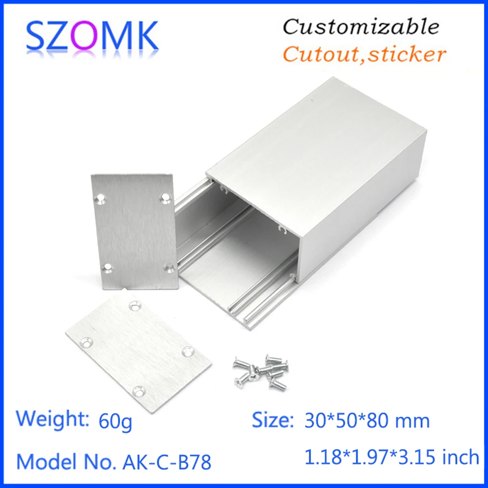 1Pcs 30*50*80mm aluminum amplifier enclosure electronic diy aluminum project box extruded housing aluminum case