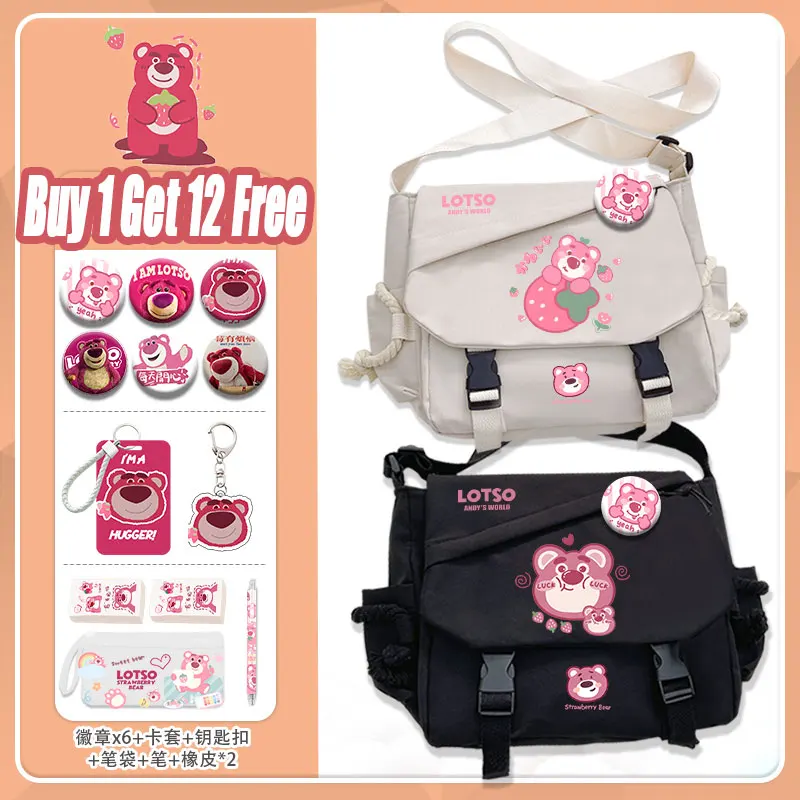 Aardbeibeer messenger bag cartoon meisje Disney handtas Nylon materiaal lichtgewicht mode casual school handtas cadeauzakje