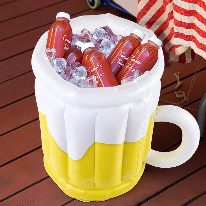 2Pcs Large Inflatable Beer Ice Bucket PVC Beer Cooler Bucket Swimming Pool Drink Cooling Barrel Beach Summer Pool Party Supplies