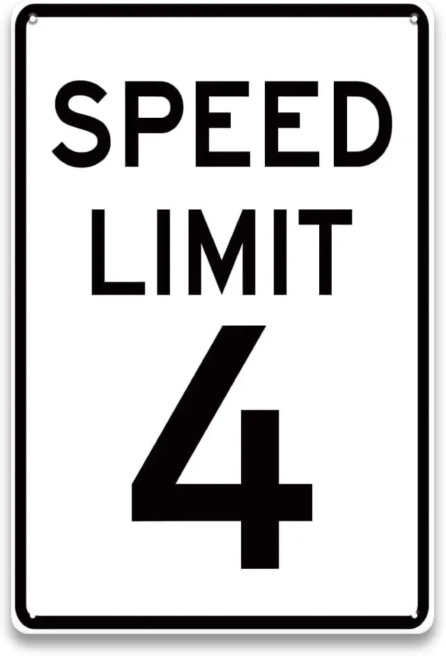 Speed Limit 4 Sign - Four Speed Birthday Decorations for Boy Girl, Metal Road Street Signs for Kids Room Decor, Birthday Part