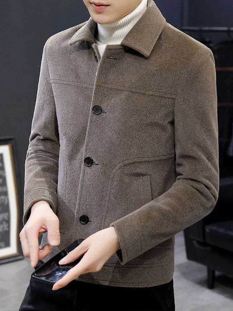 ​Men's Winter Parka Jacket Short Faux Mink Fur Coat with Thick Cotton Padding Korean Slim Fit Design for Autumn 2025​