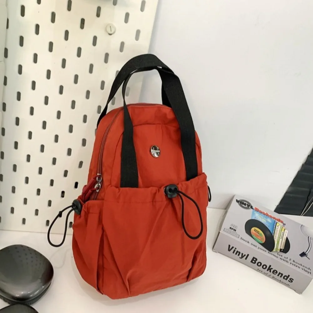Korean Style Nylon Drawstring Backpack Large Capacity Waterproof Crossbody Chest Bag Solid Color Multifunction Travel Rucksack