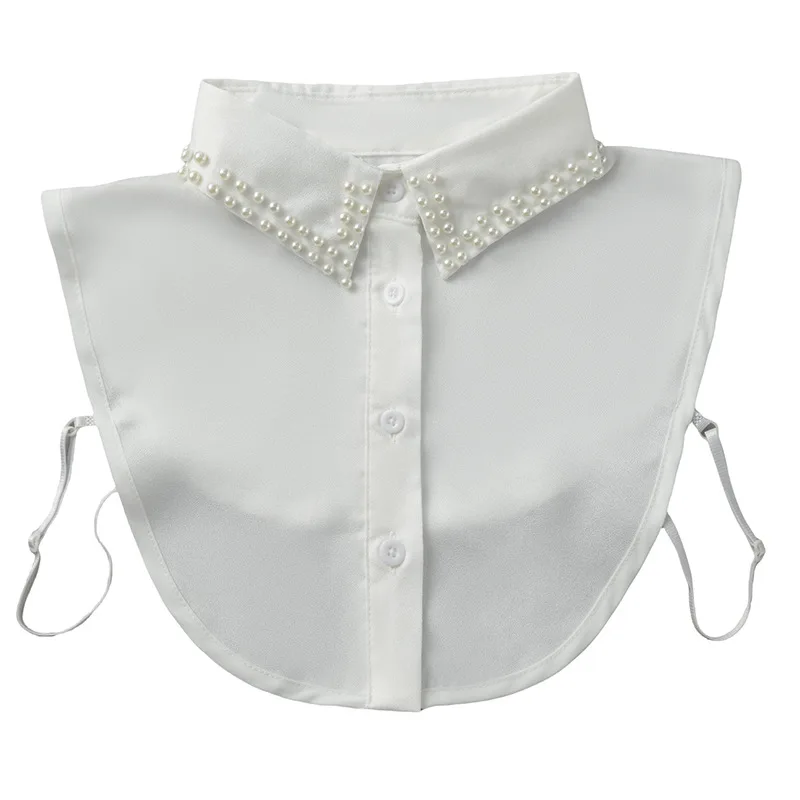 

Женская блестящая рубашка с круглым воротником и жемчугом, аксессуары, съемные воротники, украшения, оптовая продажа, заводское кружево, белый Джокер