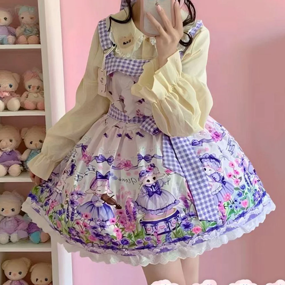 

Original design Lolita genuine dress sweet cute suspender skirt JSK dress full set cosplay Japanese system