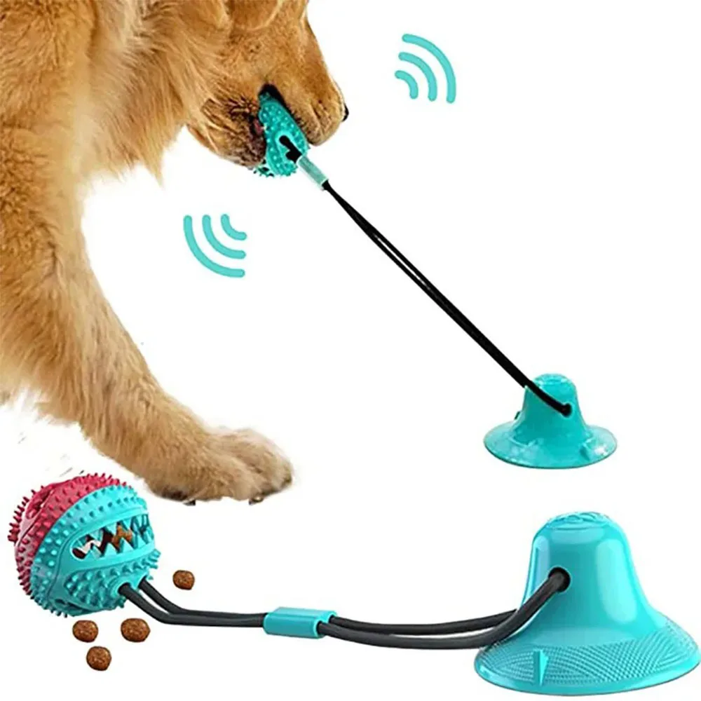 Pet Dog Ball Toys Suction Cup Ropes Interactive Leaking Slow Feeder Chew Toy Toothing Cleaning Training Large Dog Supplies