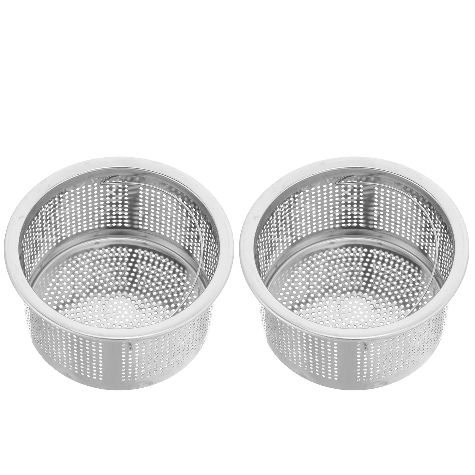 

2Pcs Kitchen Drain Strainers Stainless Steel Mesh Basket Handle Kitchen Sink Filter Food Particle Catcher Anti Clog