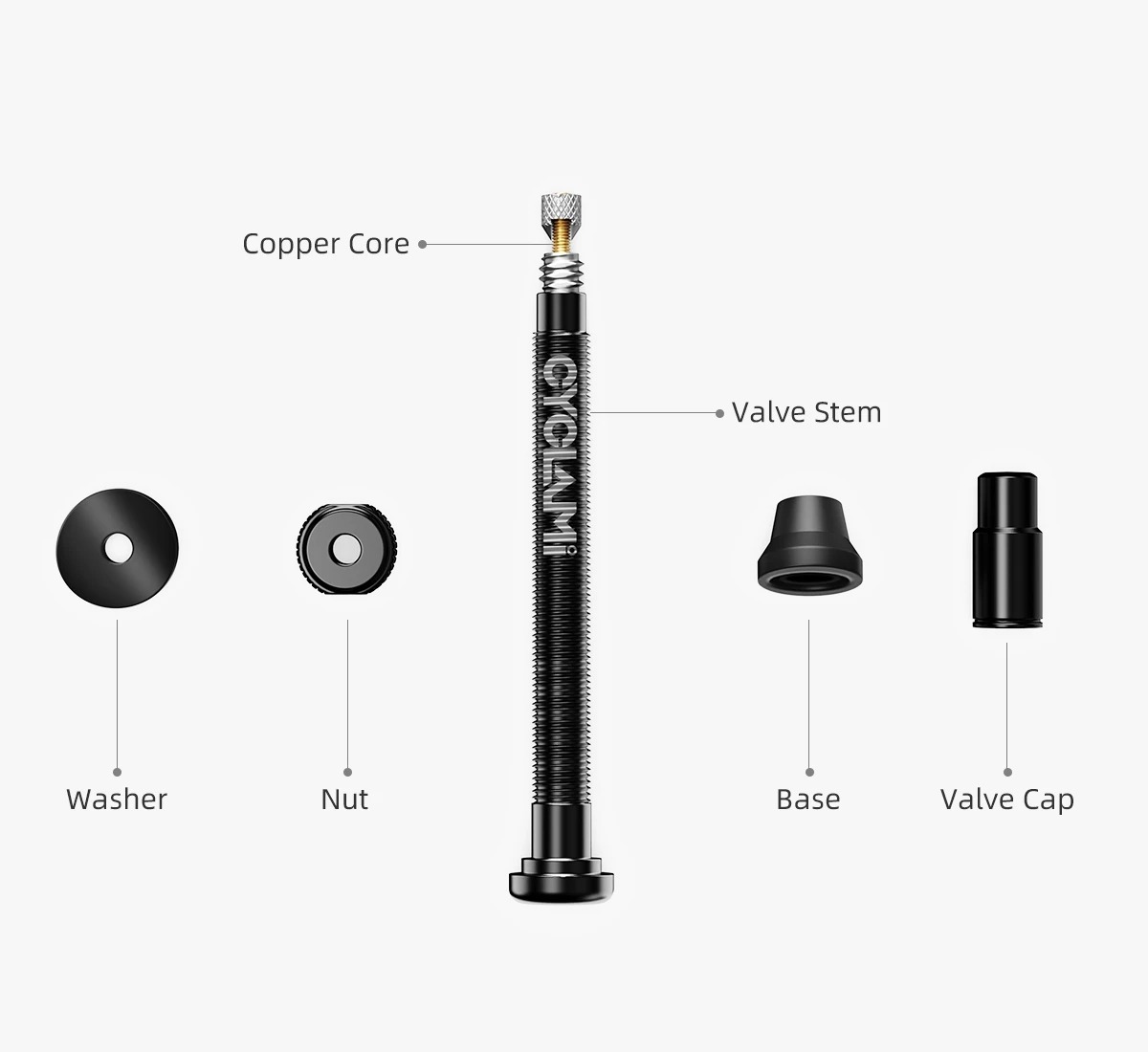 CYCLAMI 45 65 85 mm Tubeless-Ventile Fahrrad-Presta-Nippel aus Aluminiumlegierung, abnehmbares Kern-Luftventil für Rennrad, MTB, Mountainbike – Detail 5