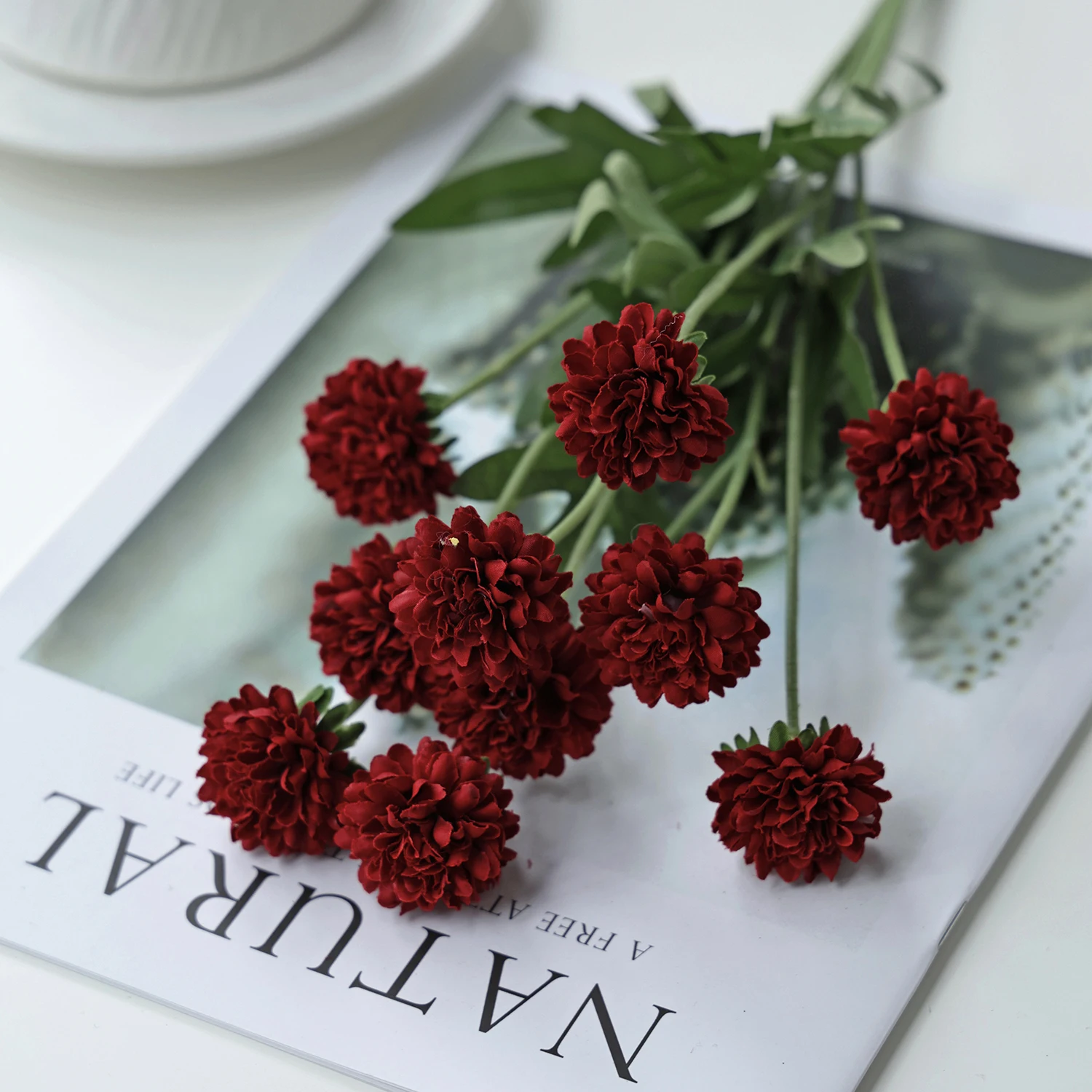 Künstliche Seiden-Kugelchrysanthemen für Zuhause, Tisch, Vase, Hochzeit, Brautstrauß, Feiertage, Garten, Handgemachtes DIY-Dekorationsgeschenk