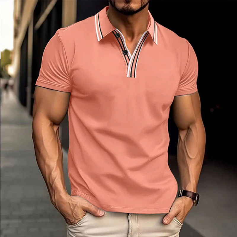 

Men Clothes Summer Short Sleeve Business Casual Polo Shirt Men Fashion Golf Polo Shir Tops 100% Polyester