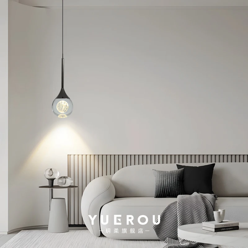 

Moon pendant light Italian style light luxury foyer personalized atmosphere creative bedroom bedside hanging line light