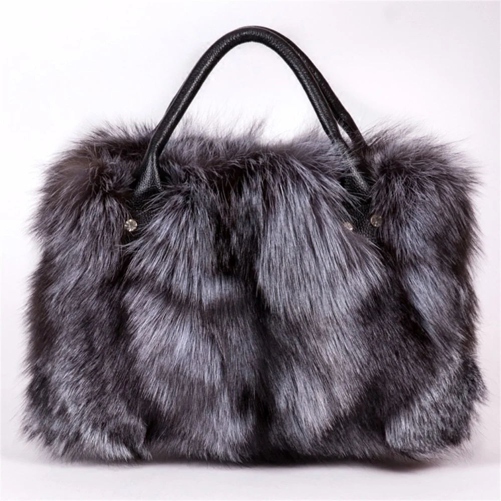 

Fox Fur Women's Bag Plush Shoulder Bag Autumn Winter Ladies Large Capacity Shopper Tote Luxury Designer Bags Handbags Women New