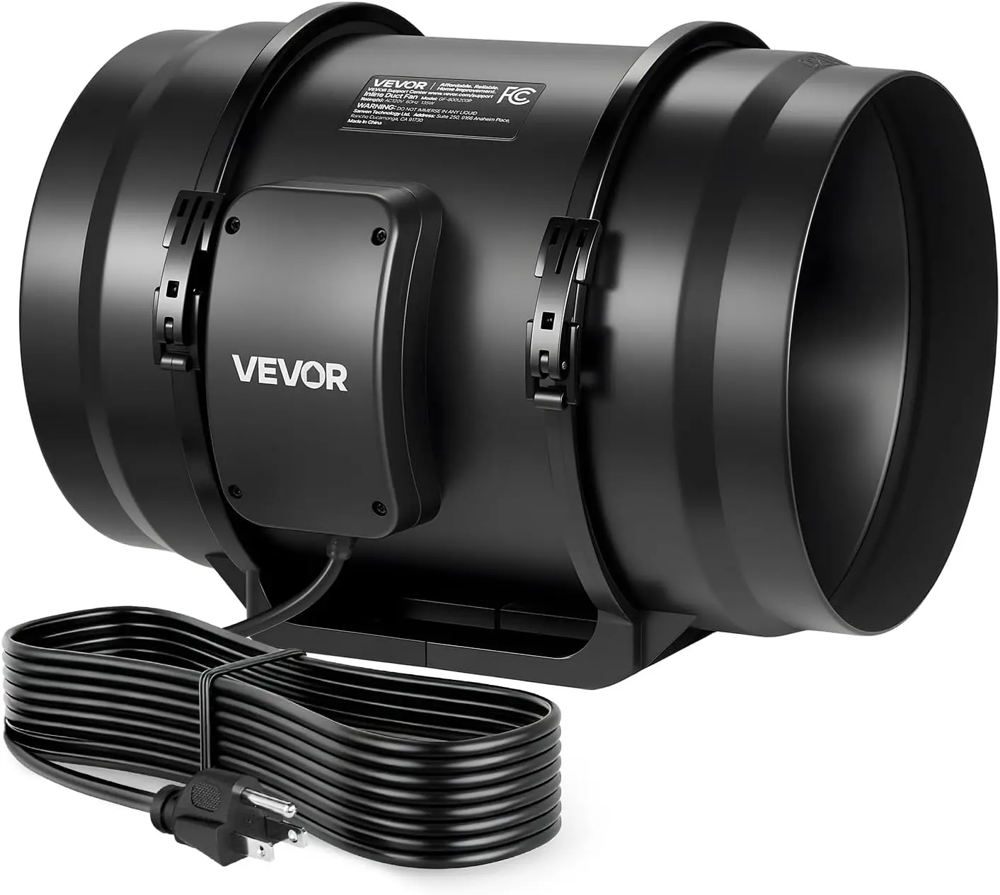 

8-дюймовый бесшумный линейный канальный вентилятор объемом 720 куб. футов в минуту с шнуром питания для вентиляции, выращивания палаток и гидропоники