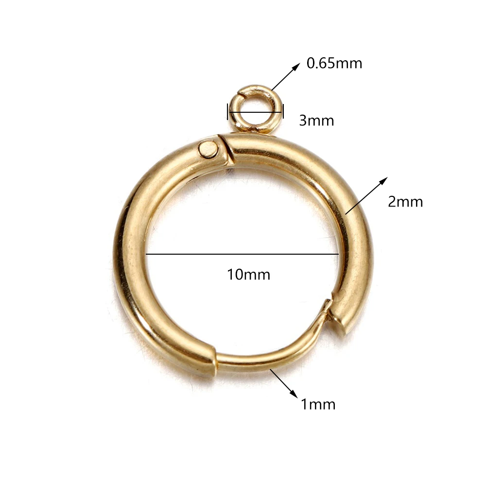 10pcs/lot Stainless Steel Gold Color Plated Huggie Earrings Hooks with Loop Ear Post Jump Ring for DIY Jewelry Making Findings