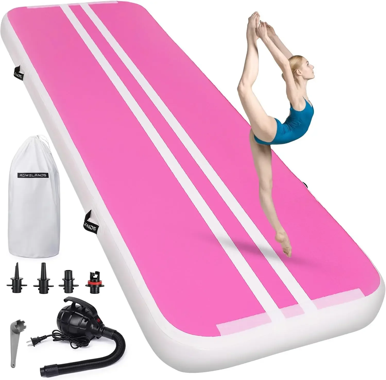 Air Gymnastics Mat 10ft/13ft/16ft Tumbling Mats Training Mat Tumble Track Mats with Electric Air Pump for Home/Gym/Cheerleading/