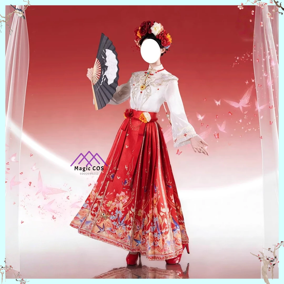 

Game Naraka: Bladepoint Cosplay Costume Anime Lan Meng Role Playing Mamian Skirt Set Outfit Headwear for Women Adult Comic Con