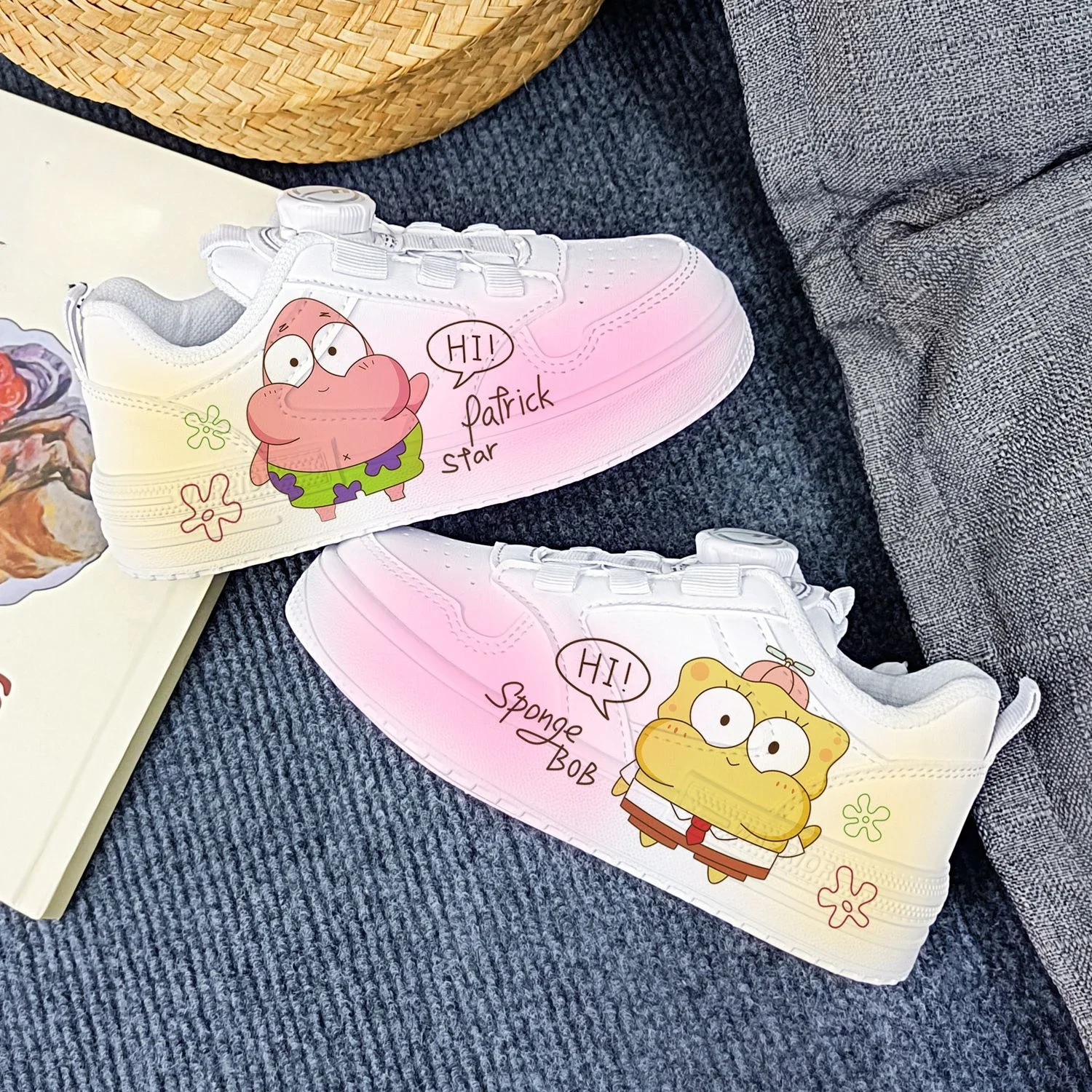 Original cartoon SpongeBob SquarePants princess cute Casual shoes soft sports shoes for girlfriend gift EU size 25-38