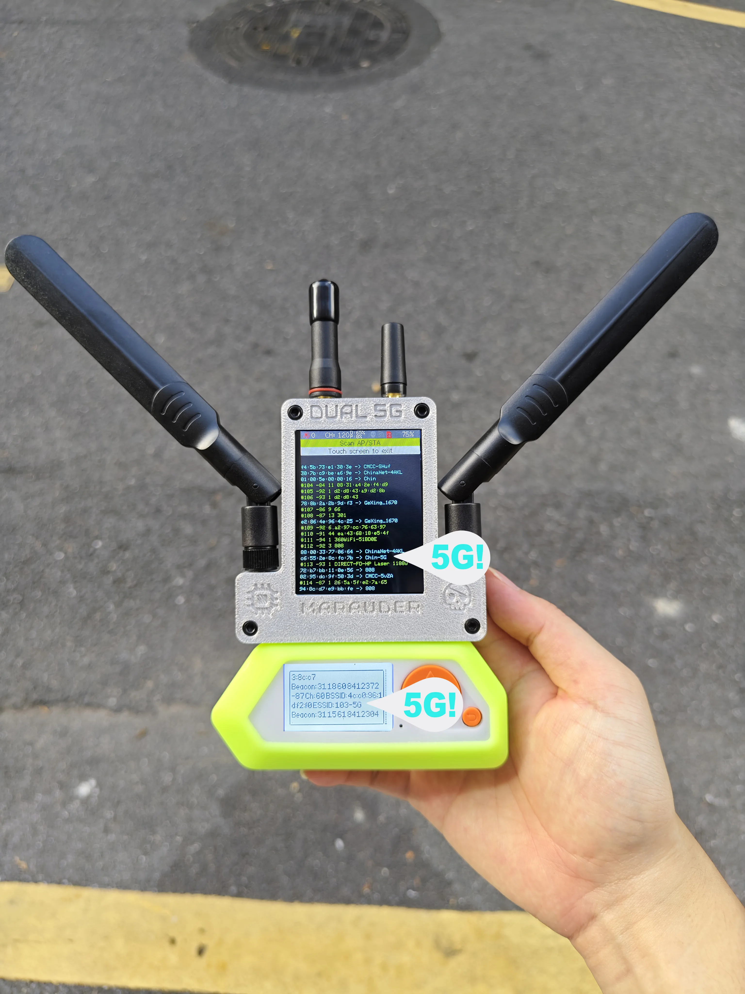 ESP32 Marauder V8 4IN1 ESP32-C5 듀얼 칩 듀얼 밴드 5G WiFi, 블루투스, GPS, 2.4G 및 5G 신호 듀얼 SD 카드 지원