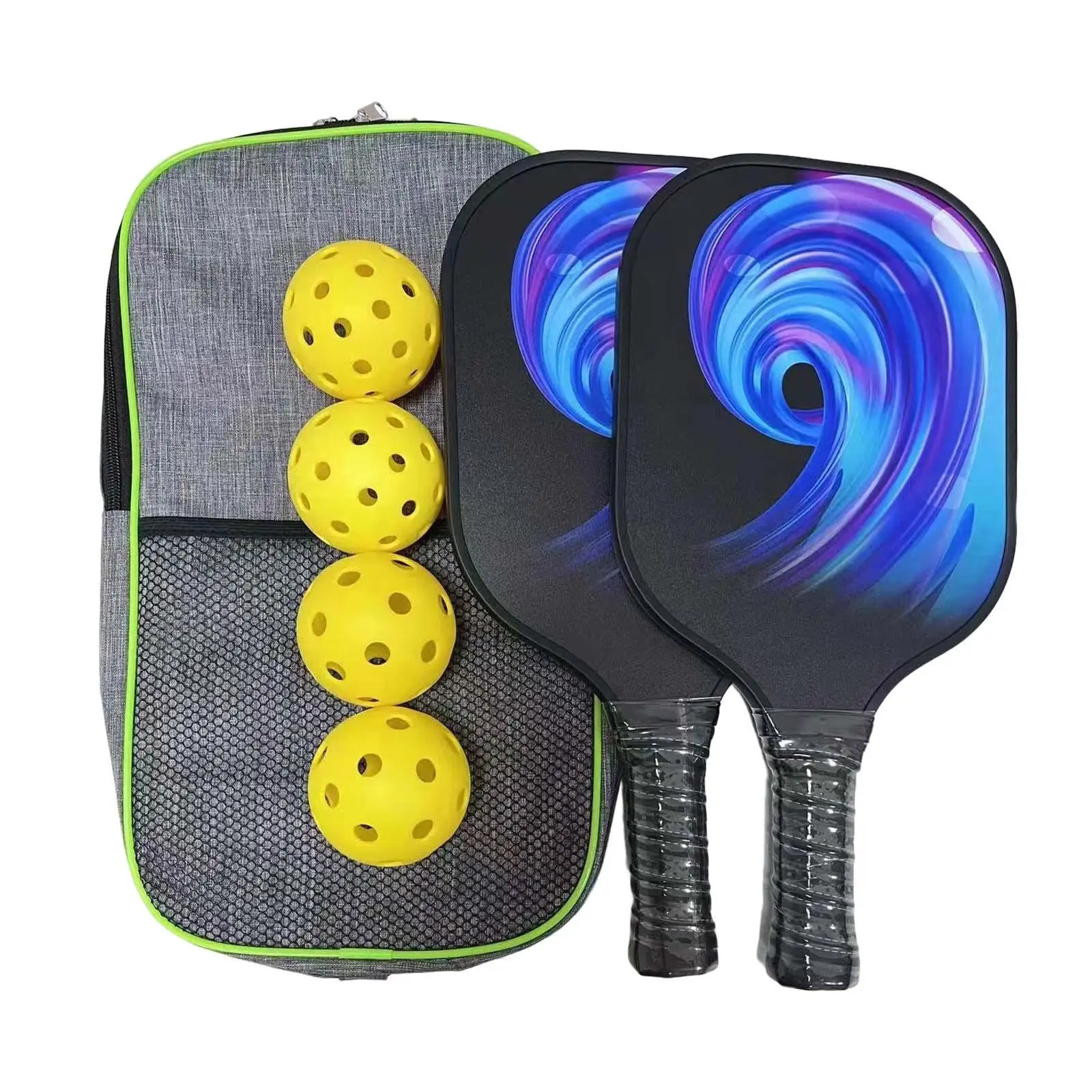 Professional Set of 2 Racquets Nonslip Grip Lightweight Pickleball Rackets and 4 Pickleball Balls with Carry Bag