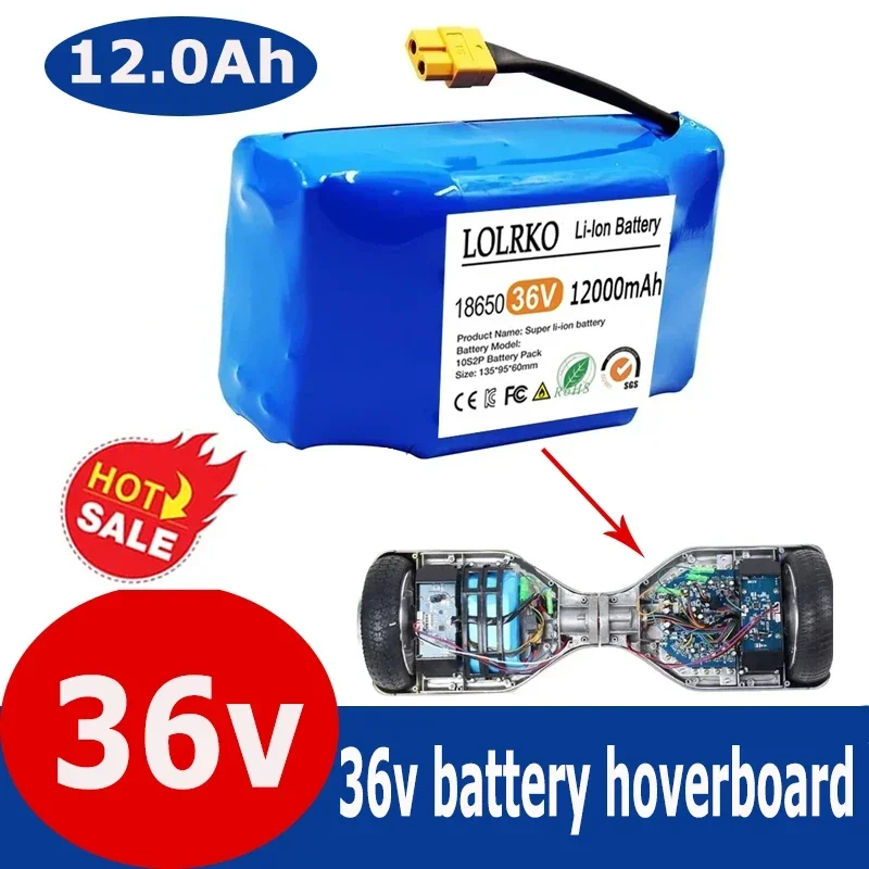 

Genuine 36V Battery Packs 6.0Ah-12Ah Rechargeable Lithium ion battery for Electric Self Balancing Scooter HoverBoard Unicycle