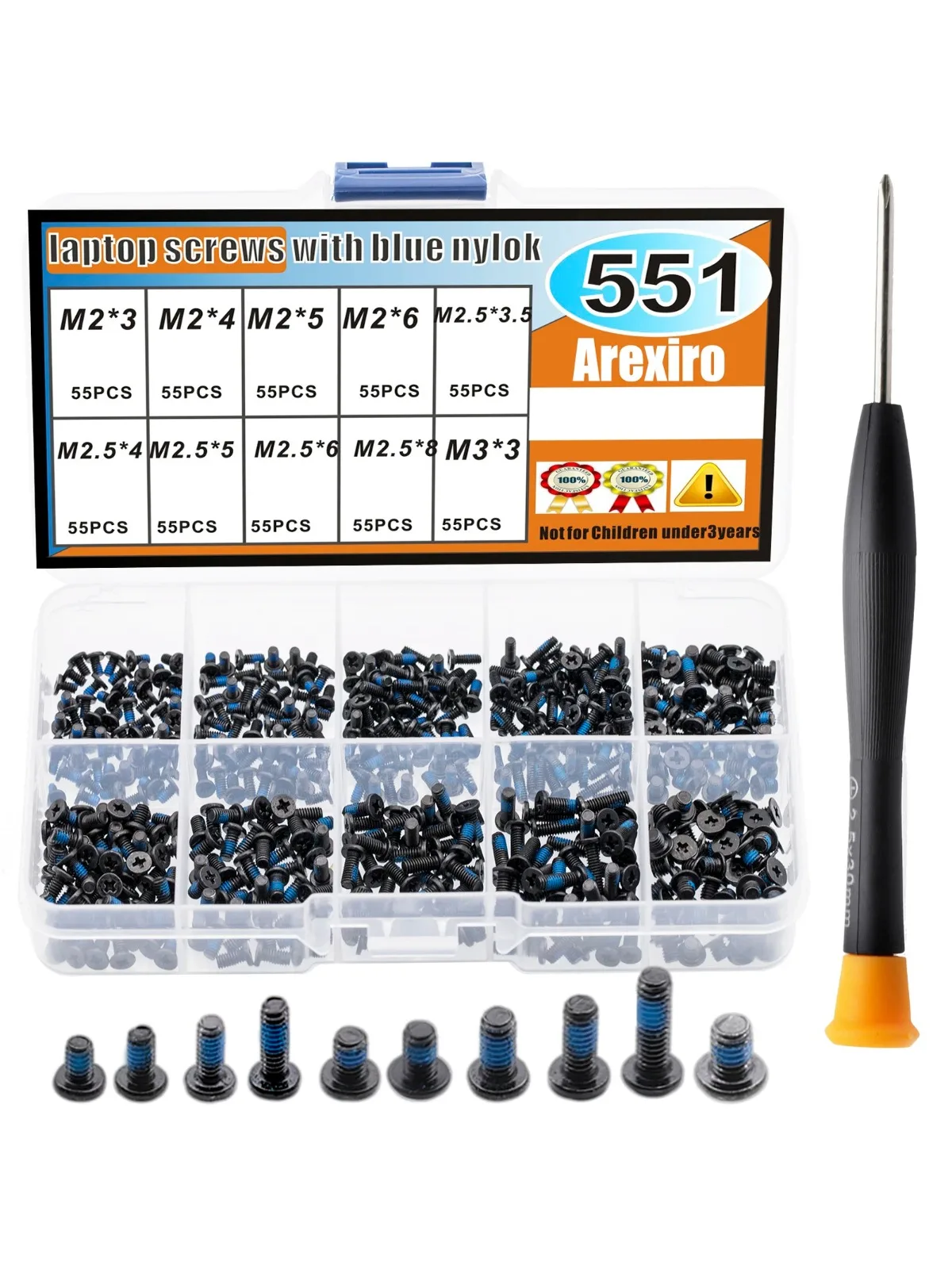 500-teiliges M2 M2,5 M3-Schraubenset, lockeres Proof, Laptop-Schraubenset für die Reparatur von Computer, elektronisch, HP, Dell, Lenovo, Sony, Toshiba