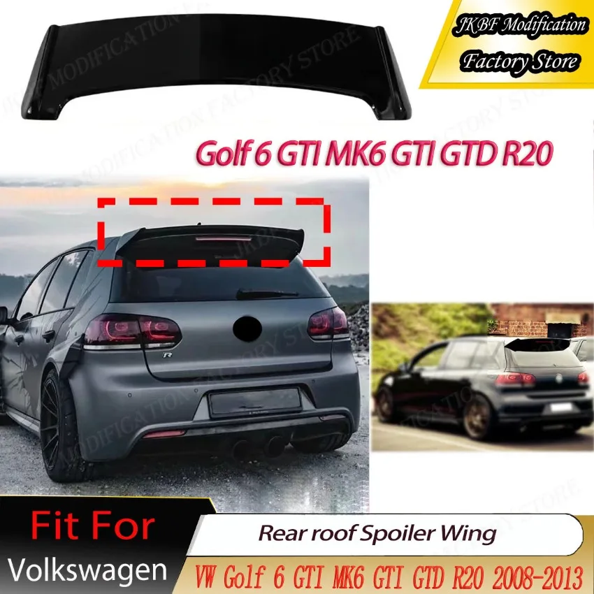 2008-2013 for VW Golf 6 GTI MK6 GTI GTD R20 Robot Style Refit Rear Roof Spoiler Wing Lip Tail Fin Body Kits Trim Tuning