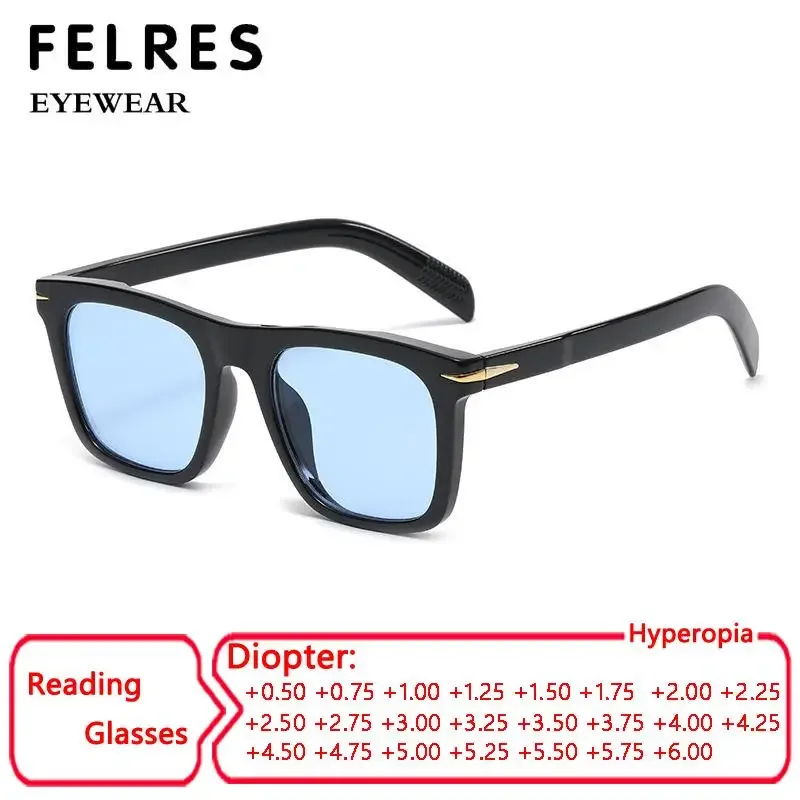 

Blue Reading Lens Sunglasses Men Trendy Square Tinted Presbyopic Glasses Designer Women Outdoor Shade Readers Sunglasses +1.75