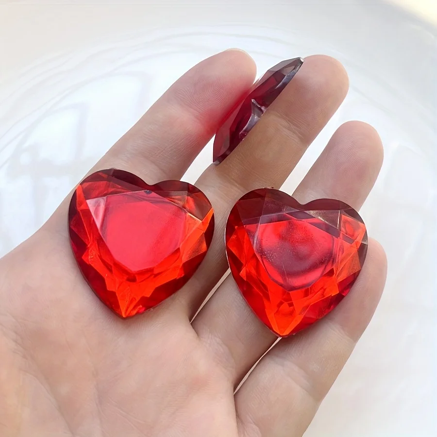 35mm large heart acrylic red rhinestone suitable for jewelry-made lover gift decoration Love rhinestone scrapbook