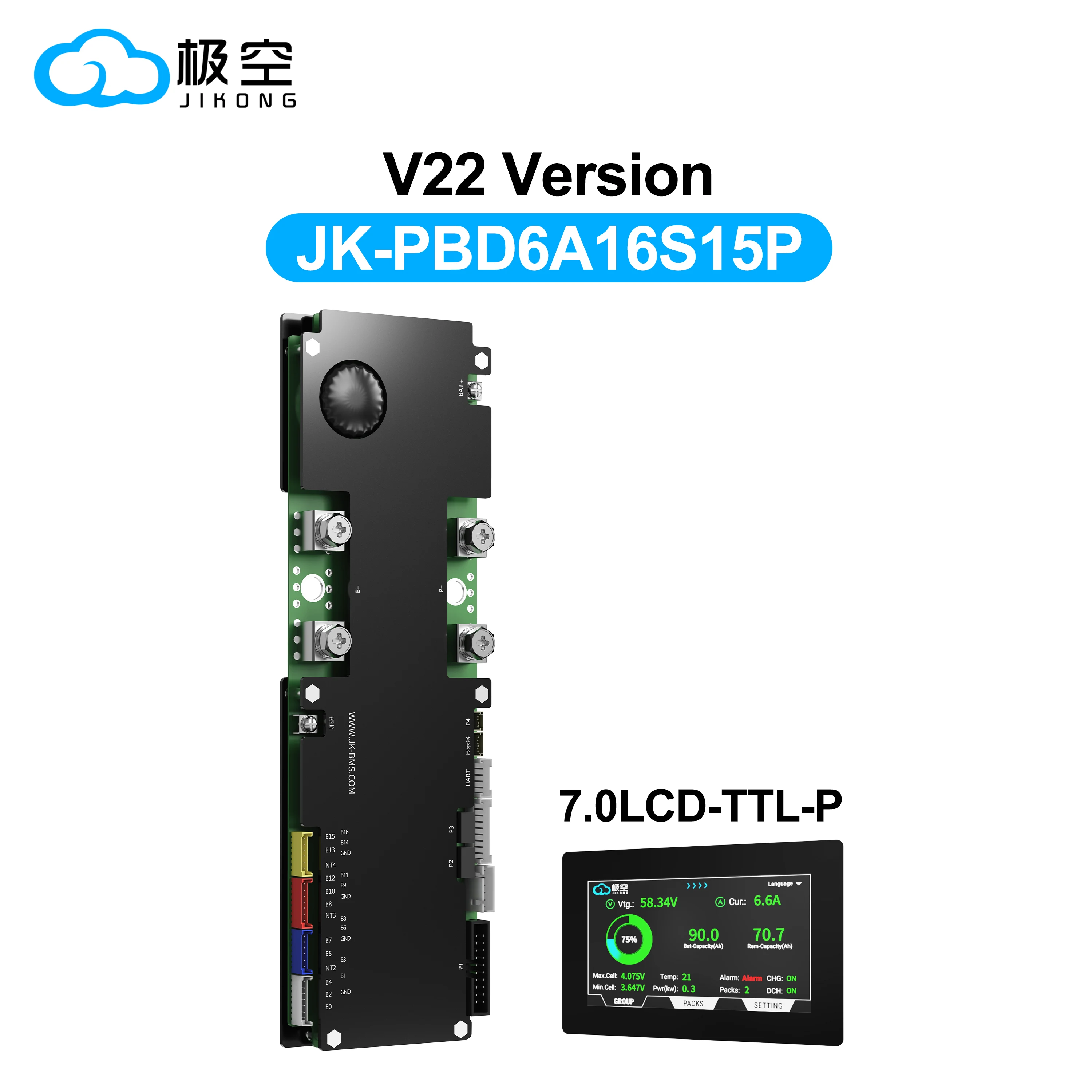 JK BMS V22 JK-PB6A16S15P 8S 16S 24V 48V 150A LPF4 Li-Ion LTO BMS WIFI Haushaltsenergie-Wechselrichter BMS Aktiver Balancer 0,6A JIKONG