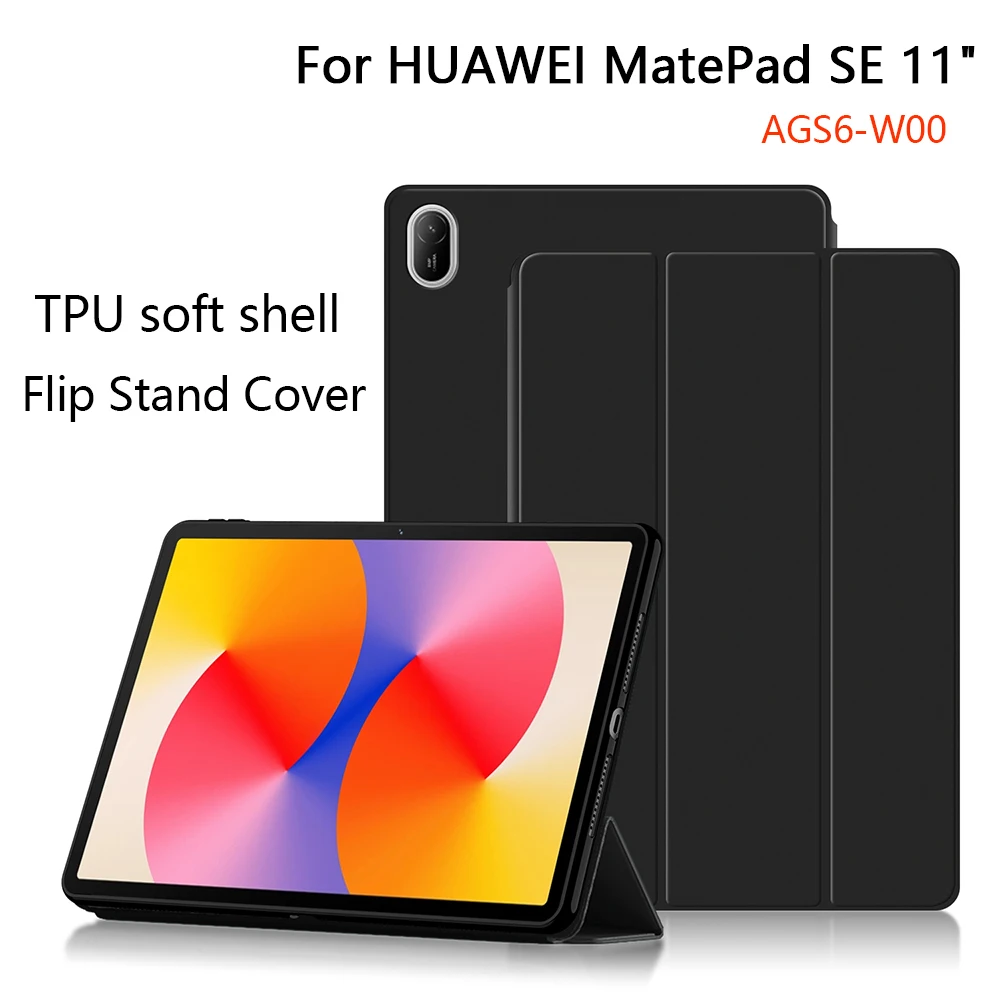 

Smart Case For HUAWEI MatePad SE 11" 2024 Flip Stand PU Protective Cover For MatePad SE 11 inch AGS6-W00 Tablet Leather Cases