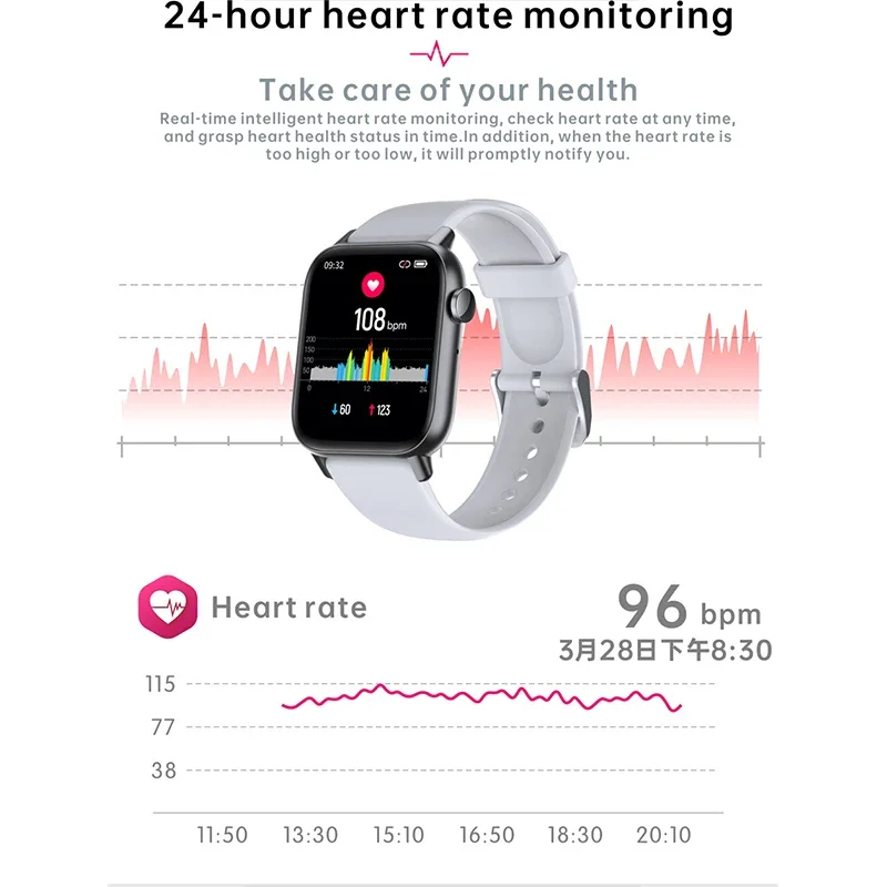 جديد Xiaomi Smartwatch الرجال بلوتوث دعوة جهاز تعقب للياقة البدنية السيدات النساء سوار الميكانيكية الرقمية متصل ساعة ذكية للهدايا