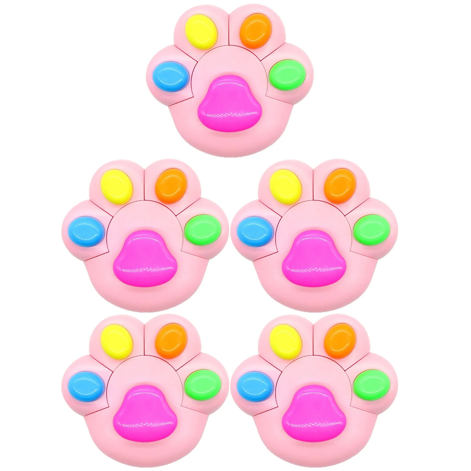 

5Pcs Cat Paw Highlighters Bright Fluorescent Neon Markers Note Taking Journaling DIY Scrapbooking School Supplies