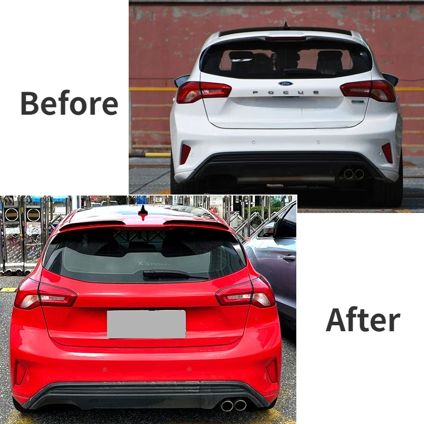 Rear Trunk Roof Spoiler Wing Extension Flaps For Ford Focus MK4 4th ST-Line Hatchback 2018-2023 Body Kits Tuning Maxton Style