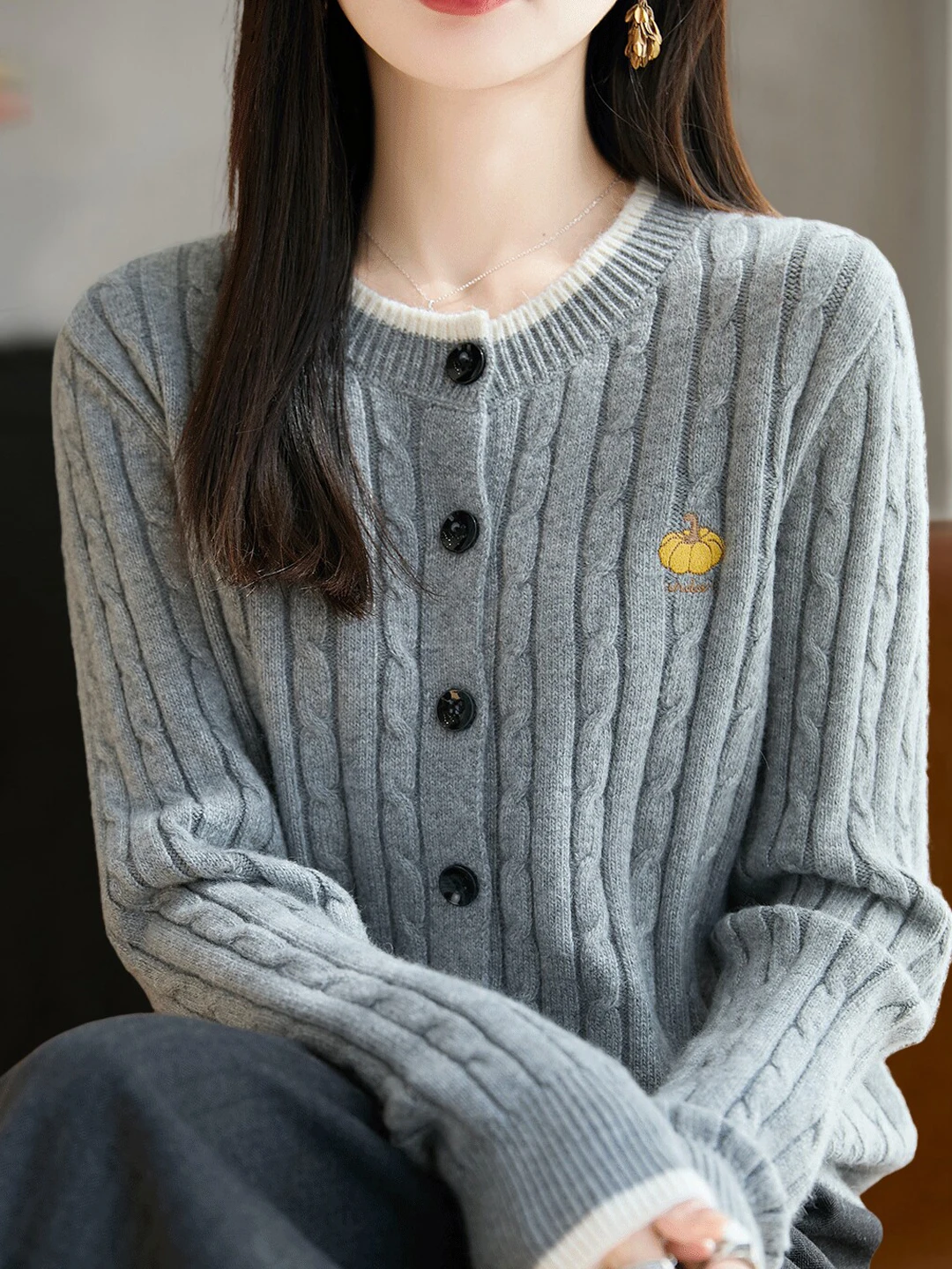 Red Knitted Open Cardigan Pumpkin Jacket Women's Spring Autumn Fashion Top Winter Sweater Casual Style Loose Fit Long Sleeve