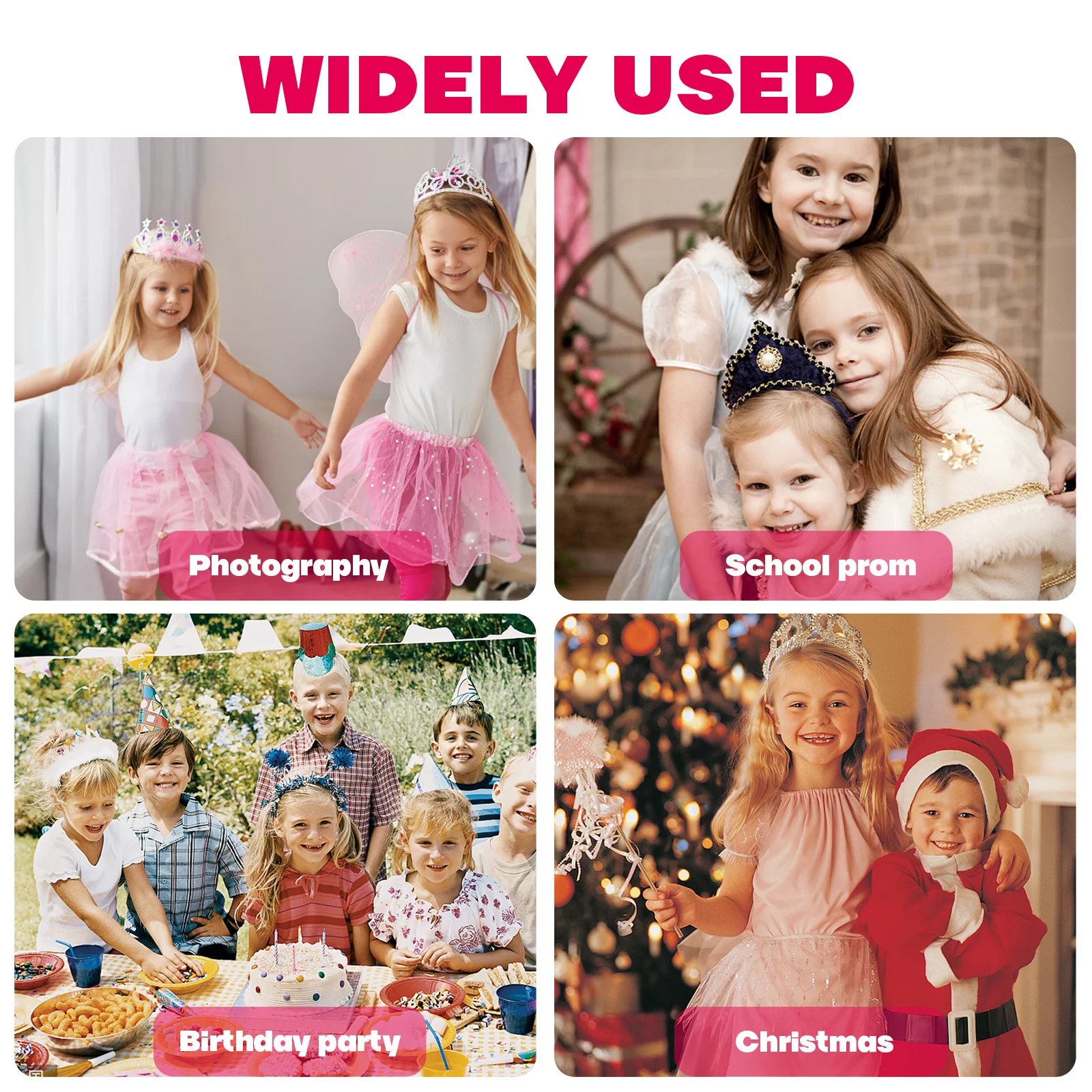 Set of 4 Kids Outfit Tutu Skirt Fairy Stick Headband Cosplay Costume Kit for Party Performance Fancy Dress