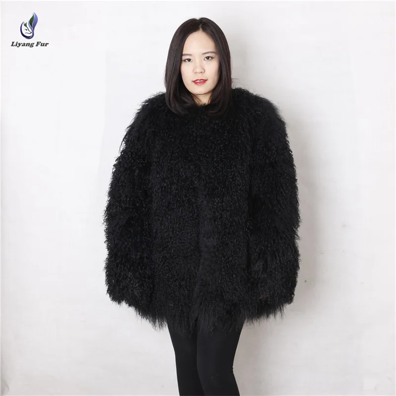 Mongolian Lamb Fur Coat Hot Sale Lady Winter Fashion Women Real Lamb Fur Jacket