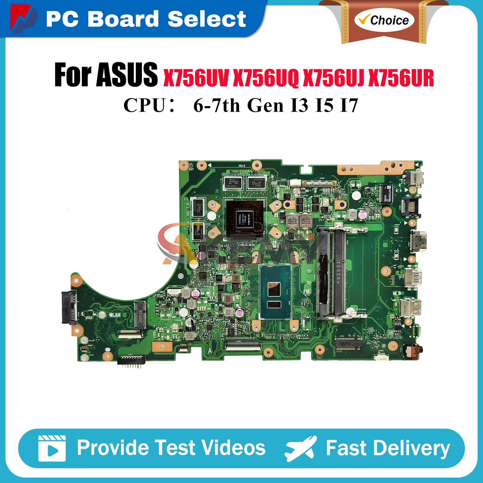 

Материнская плата для ноутбука X756UX ASUS X756UR A756U X756UAK X756U X756UJ X756UXM X756UV X756UQK X756UQ с процессором I3 I5 I7