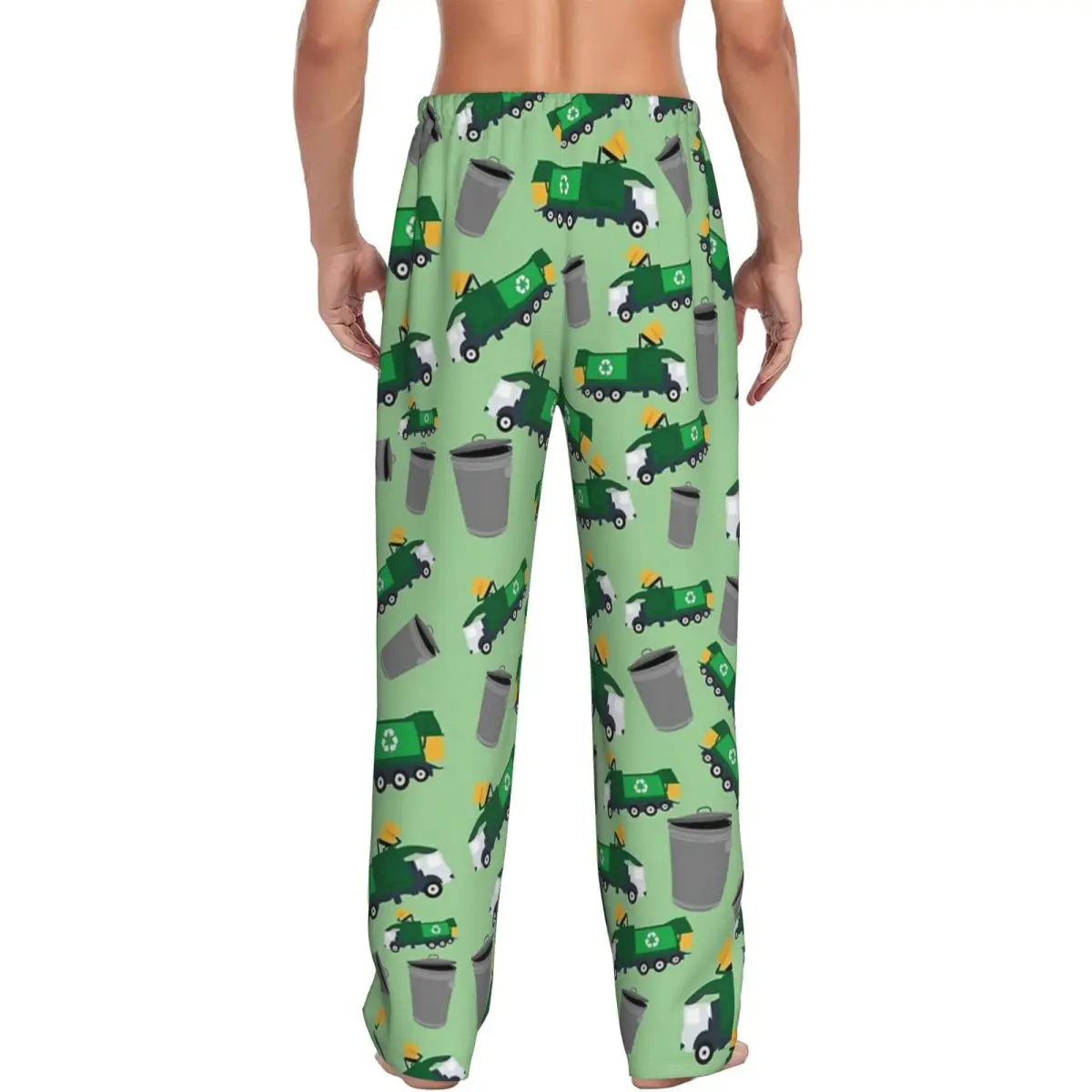 Custom Recycling Garbage Truck Pattern Men Pajama Pants Lounge Sleep Sleepwear Bottoms with Pockets