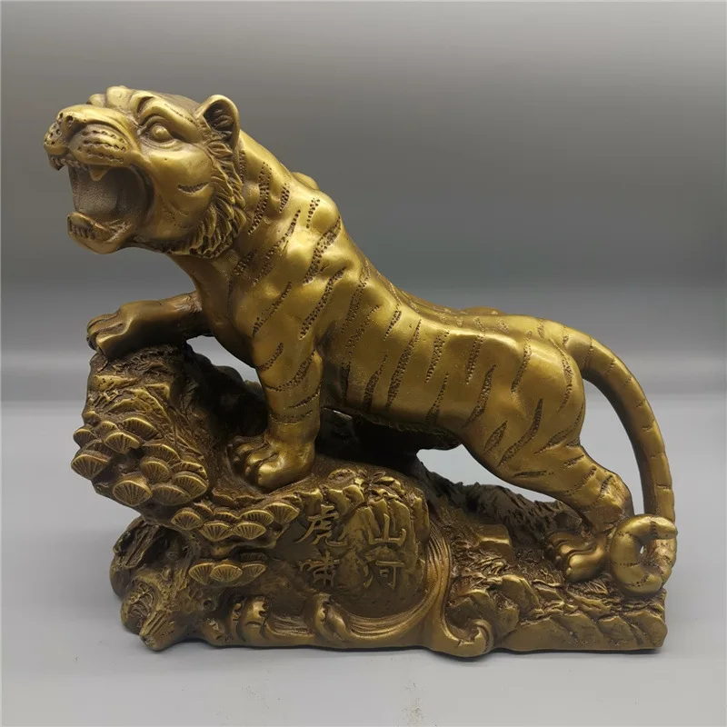 Guyunzhai Brass Twelve Zodiac Tiger Ornaments Home Office Crafts Roaring Landscape