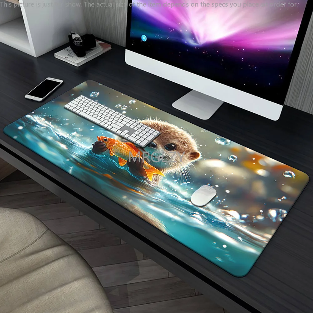 لوحة ماوس صيد السمك من Otter، قاعدة مطاطية كبيرة الحجم مضادة للانزلاق، ملحقات مكتب الكمبيوتر، لوحة ماوس للمكتب والألعاب، حصيرة لوحة المفاتيح، سجادة ديكور #5