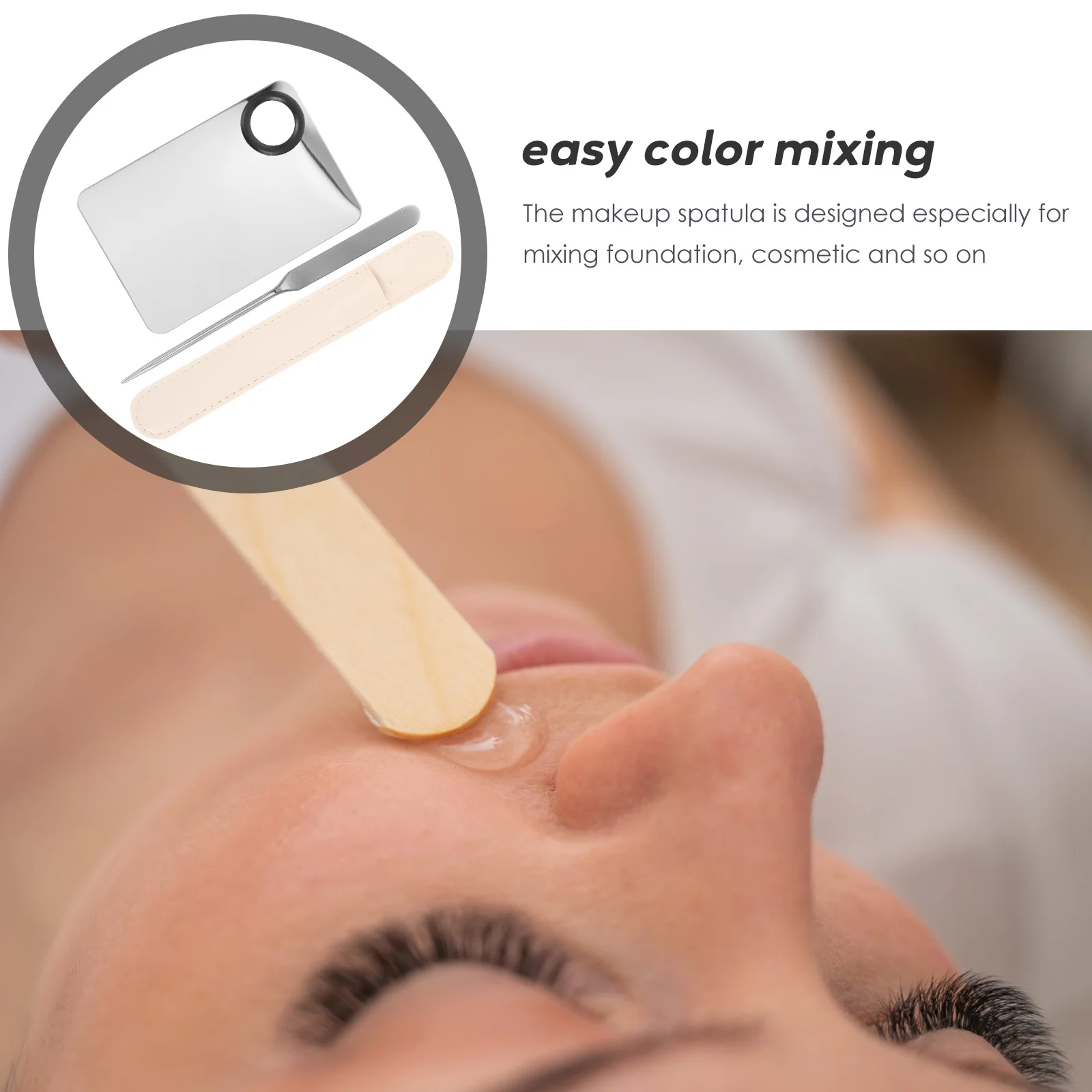 

1 Set Stainless Steel Makeup Spatula Foundation Mixing Tool Stirring Rod Korean Palette Mixer Portable Long Handle