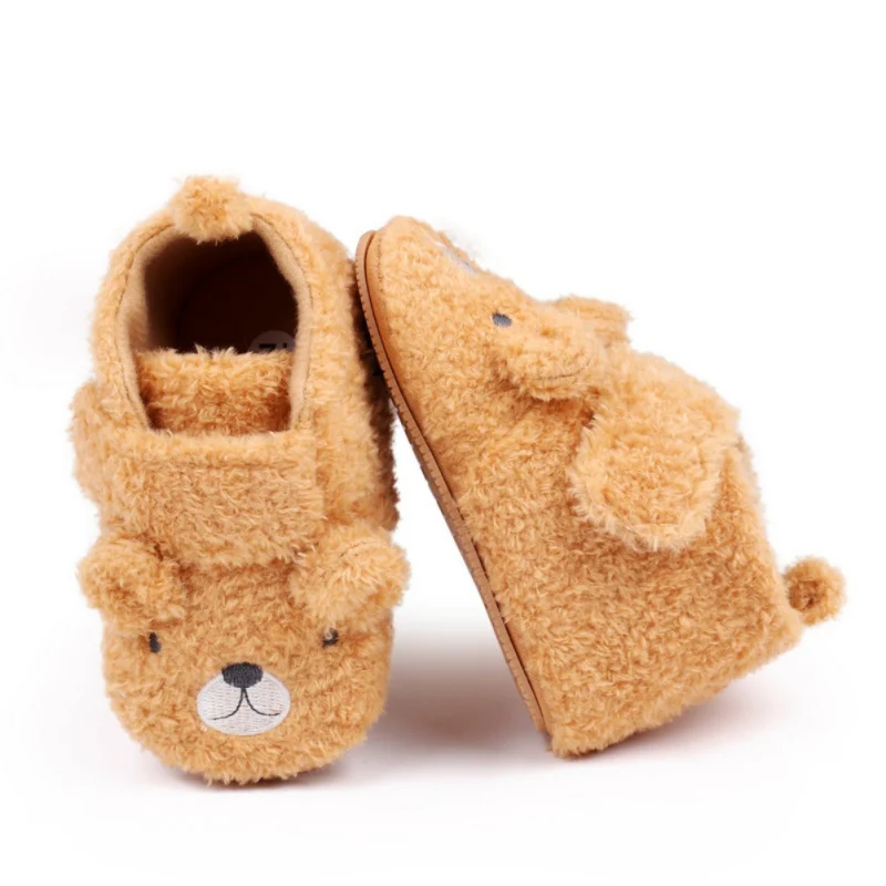 Cute Bear Coral Velvet Baby Warm Boots Shoes Infant Toddler Crib Snow Boots Soft Infant Girls Boys Anti-Slip Boot Newborn Shoes