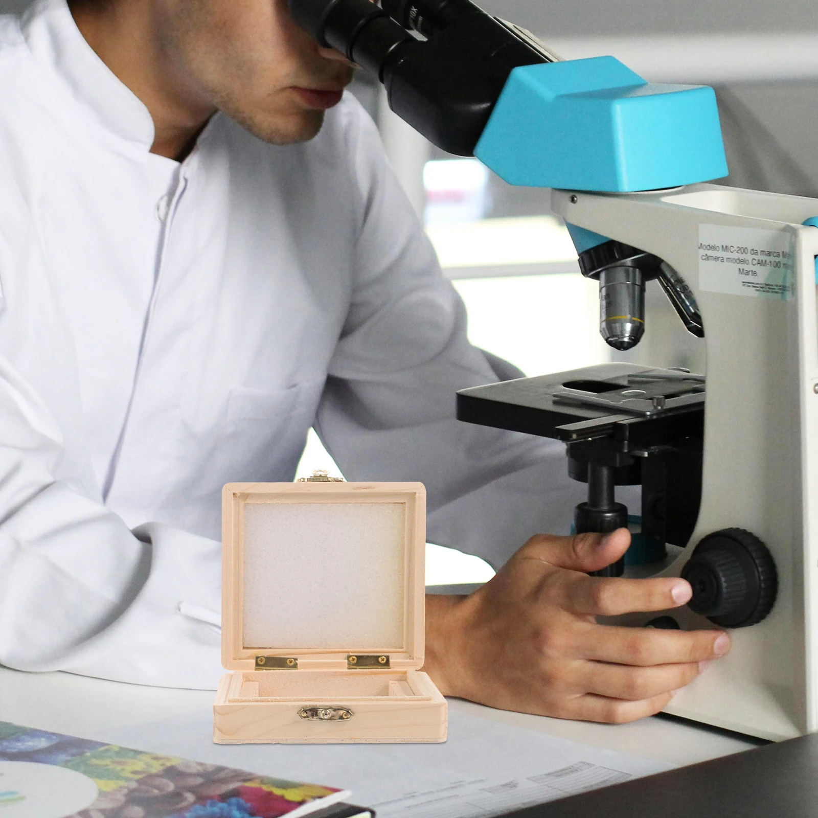 

15 Pieces Biological Slice Box Wooden Microscope Slide Container Storage Organizer Reusable Lab Accessories Case