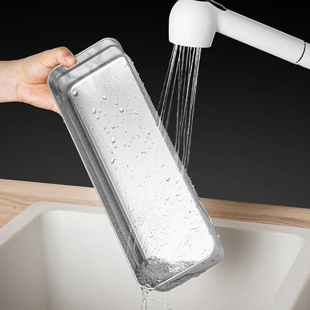 1Set Stainless Steel Chopstick Holder Detachable Kitchen Utensil Organizer Flatware Storage Barrel Silverware Drying Tray