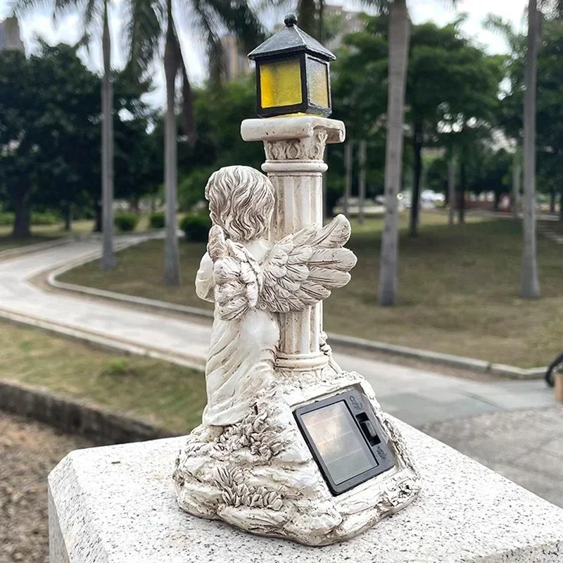 

Roman Pillar Angel Statue Solar Light Garden Lawn Path Light Figurine Sculptures Solar Energy Lamp Light Outdoor Decor