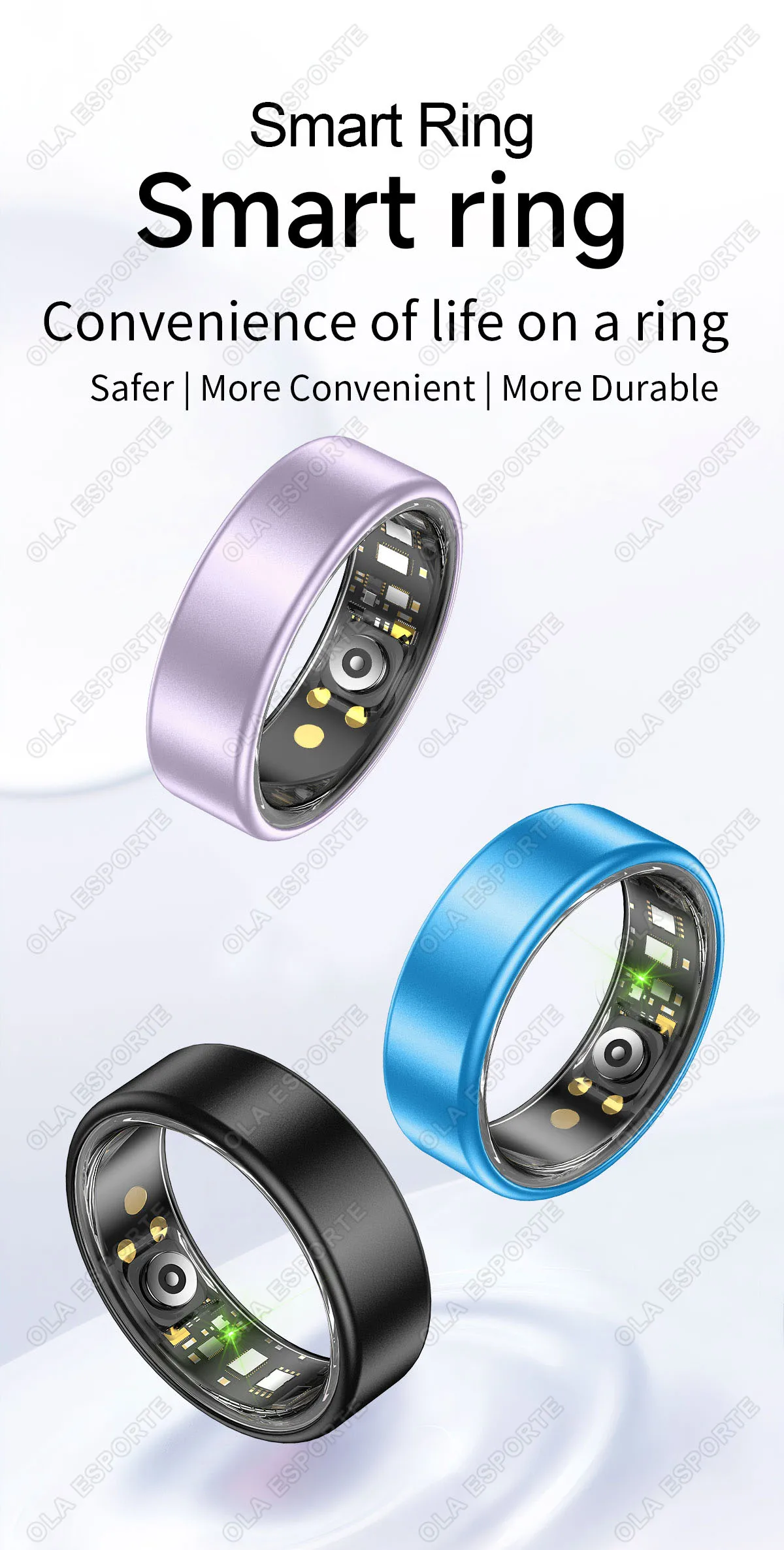 2026 Smart Ring für Damen, Herren und Paare, SmartRing mit Herzfrequenzmesser, wasserdicht, Sportmodi, superleicht, hautfreundlich, Armband R88 – Detail 1